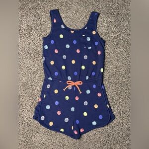 Cat & Jack Navy Blue Polka Dot Sleeveless Short Romper, size 7/8 (039G)